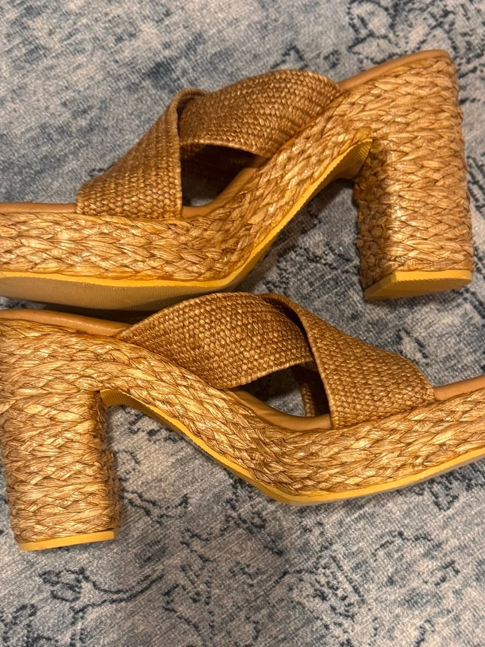 BEACH by Matisse Woven Espadrille Platform Slide Sandals - Tan 7W